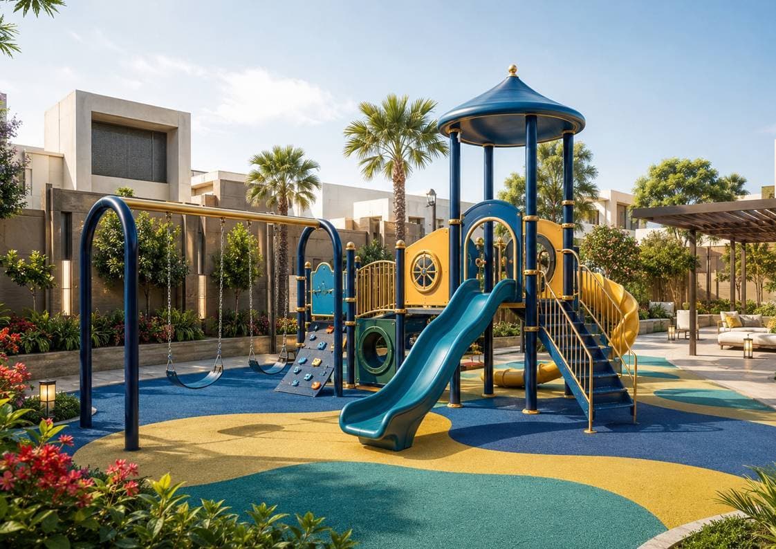 Children's play area at Shadhil Metro Heights gated community Tambaram
