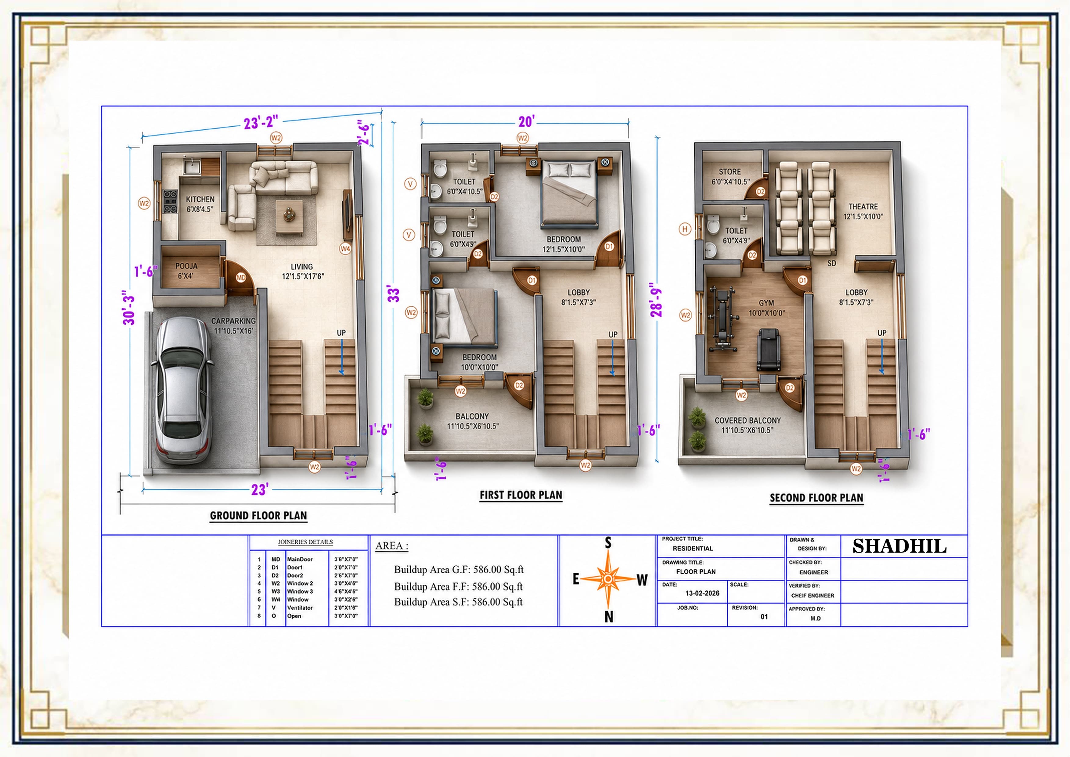 Villa Type 3 - 1,758 sq. ft. floor plan - Shadhil Metro Heights